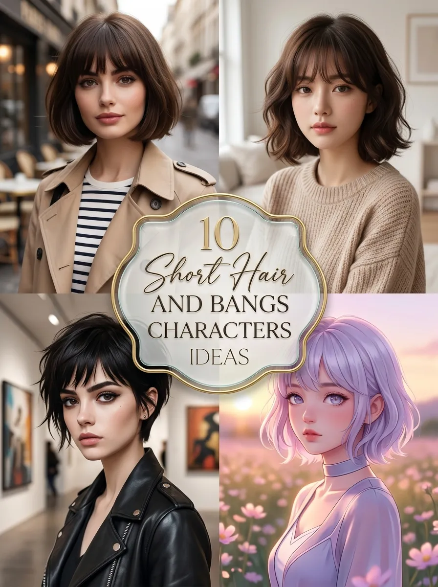 10 Short Hair And Bangs Characters Ideas