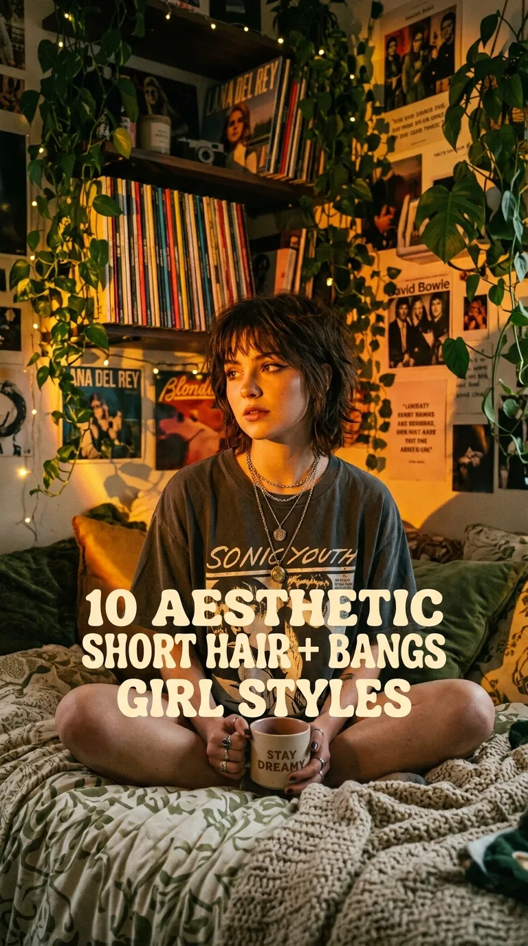 10 Short Hair And Bangs Girl Ideas