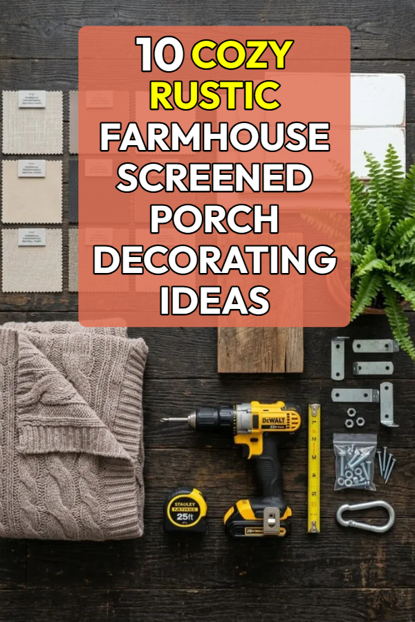 10 Cozy Rustic Farmhouse Screened Porch Decorating Ideas